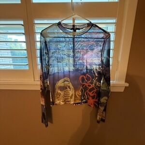 Colorful Mesh Long Sleeve Top